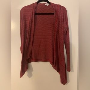 Open cardigan red/grey stripe with hood Ds